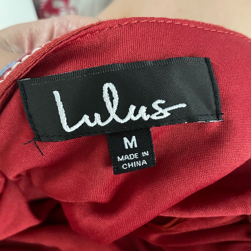 Lulu's Tidewater Rust Red Embroidered Romper - Picture 5 of 7